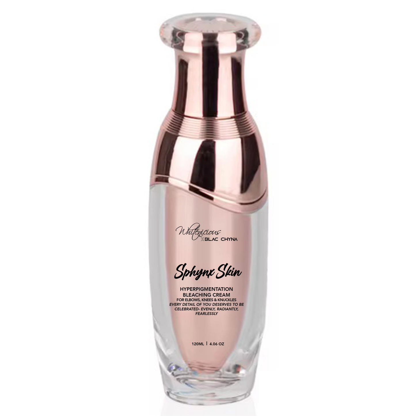 WHITENICIOUS X BLAC CHYNA
SPHYNX SKIN.
HYPERPIGMENTATION BLEACHING CREAM FOR ELBOWS, KNEES & KNUCKLES.