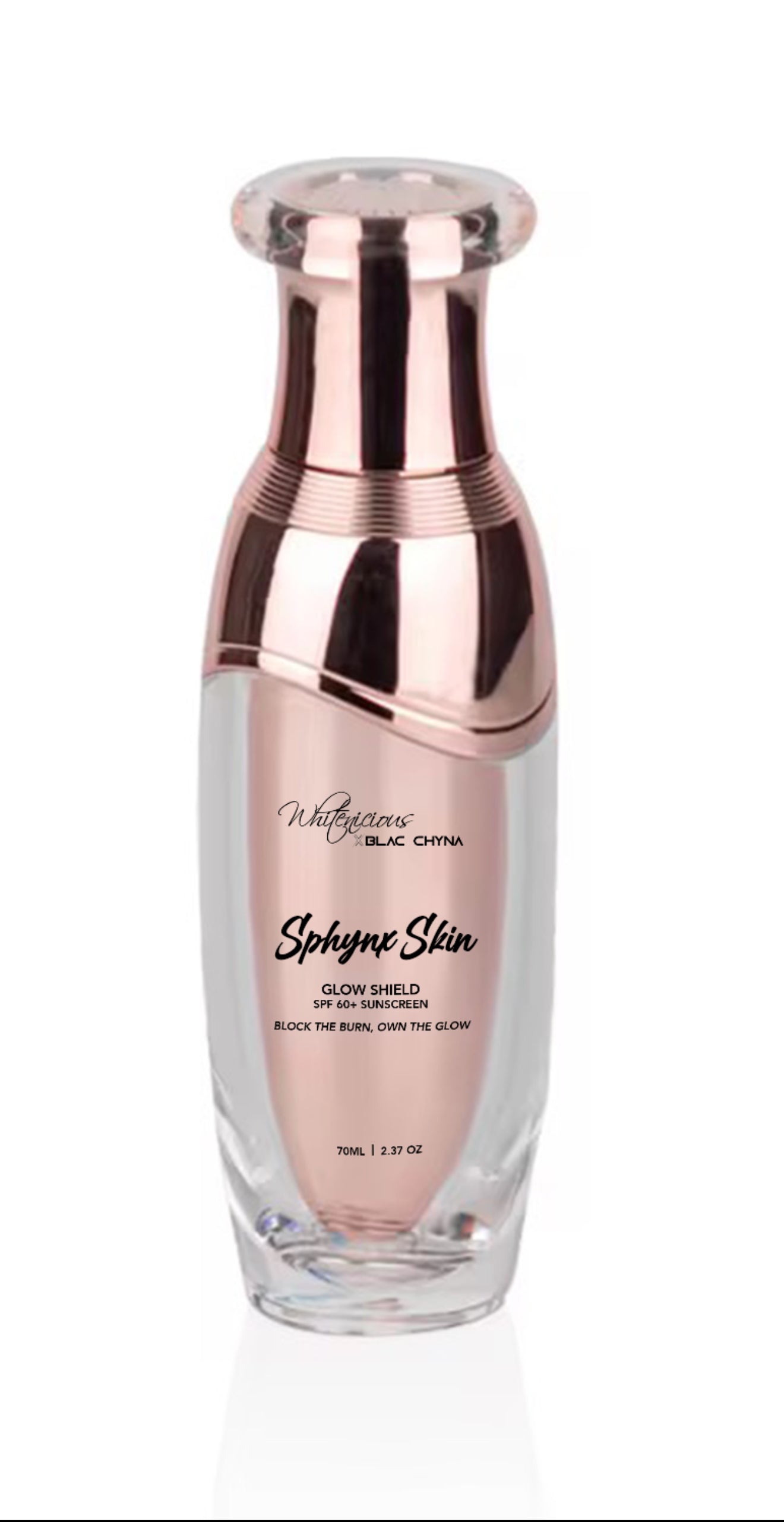 WHITENICIOUS X BLAC CHYNA       
            SPHYNX  SKIN. 

                                                               Glow Shield SPF 60+ Sunscreen